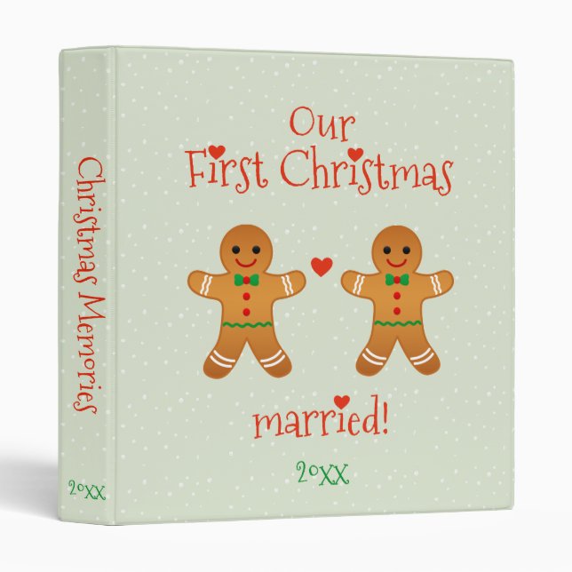 Our First Christmas Married - Gingerbread Men 3 Ring Binder (Front/Spine)