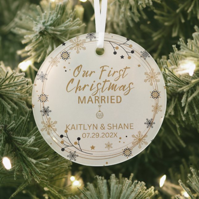 Our First Christmas Married Glass Ornament (Insitu)