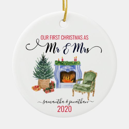 Our First Christmas Married Mr Mrs Home Ceramic Ornament