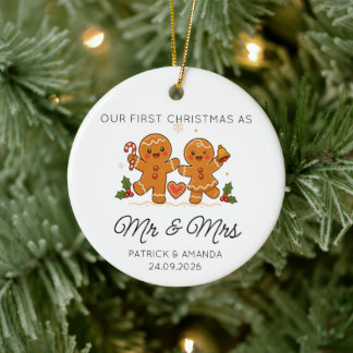 Our First Christmas Married Mr & Mrs Name Ceramic Ornament