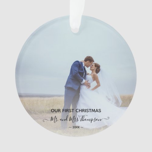 Our First Christmas Married Mr Mrs Photo Elegant Ornament