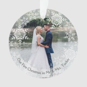 Our First Christmas Married Mr. & Mrs. Snowflakes Ornament