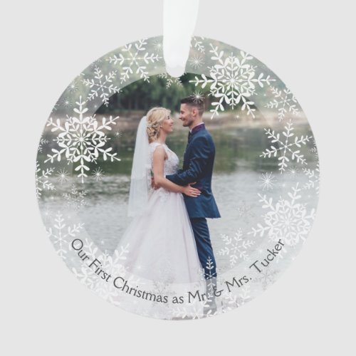 Our First Christmas Married Mr  Mrs Snowflakes Ornament