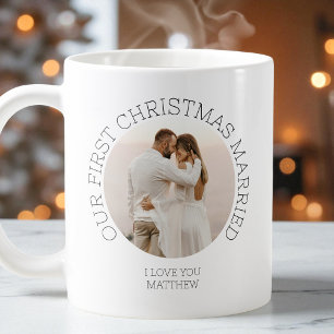 Our First Christmas Married Newlywed Couple Photo Coffee Mug