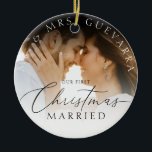 Our First Christmas Married Newlywed Photo Ceramic Ornament<br><div class="desc">Our First Christmas Married Newlywed Photo Ceramic Ornament</div>