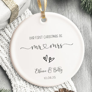 Our First Christmas Married Ornament Mr&Mrs Heart