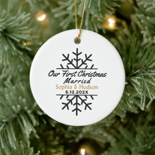 Our First Christmas Married Personalized  Ceramic Ornament