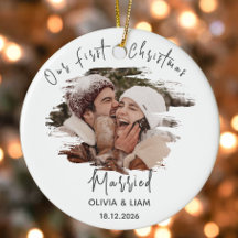 Our First Christmas Married Personalized Newlyweds