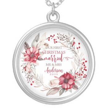 Our First Christmas Married Silver Plated Necklace by 17Minutes at Zazzle
