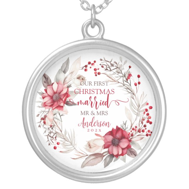 Our first Christmas Married Silver Plated Necklace (Front)