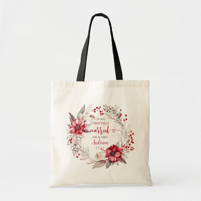 Our first Christmas Married Tote Bag (Front)