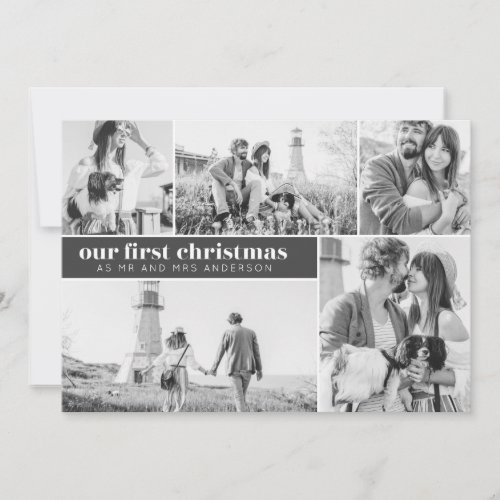 Our First Christmas Modern Photo Collage Christmas Announcement
