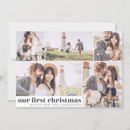 Our First Christmas Modern Photo Collage Christmas Holiday Card