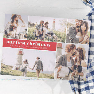 Our First Christmas Modern Photo Collage Christmas Holiday Card