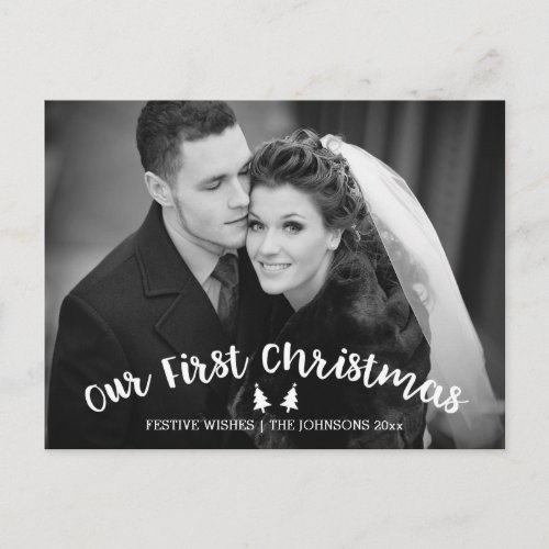 Our First Christmas Modern Photo Postcards