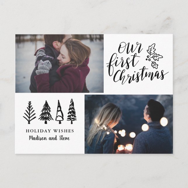 Our First Christmas | Modern | Two Holiday Photo (Front)