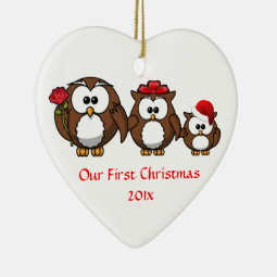 Our First Christmas Mom Dad Baby Custom Christmas Ceramic Ornament | Zazzle