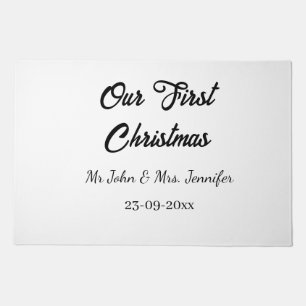 Our first Christmas Mr and Mrs couple name date Doormat