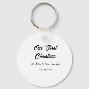 Our first Christmas Mr and Mrs couple name date Keychain