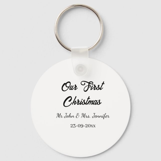 Our first Christmas Mr and Mrs couple name date Keychain (Front)