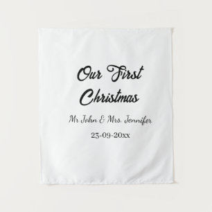 Our first Christmas Mr and Mrs couple name date Tapestry