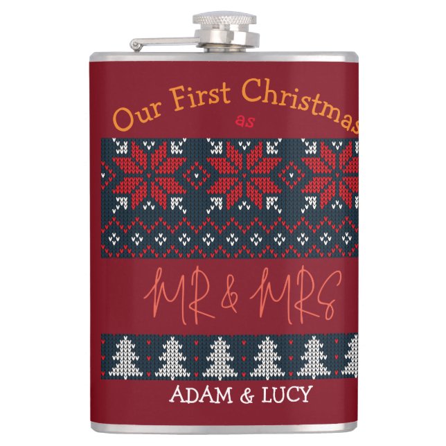 Our first Christmas Mr. and Mrs. /Couple newlywed  Flask (Front)