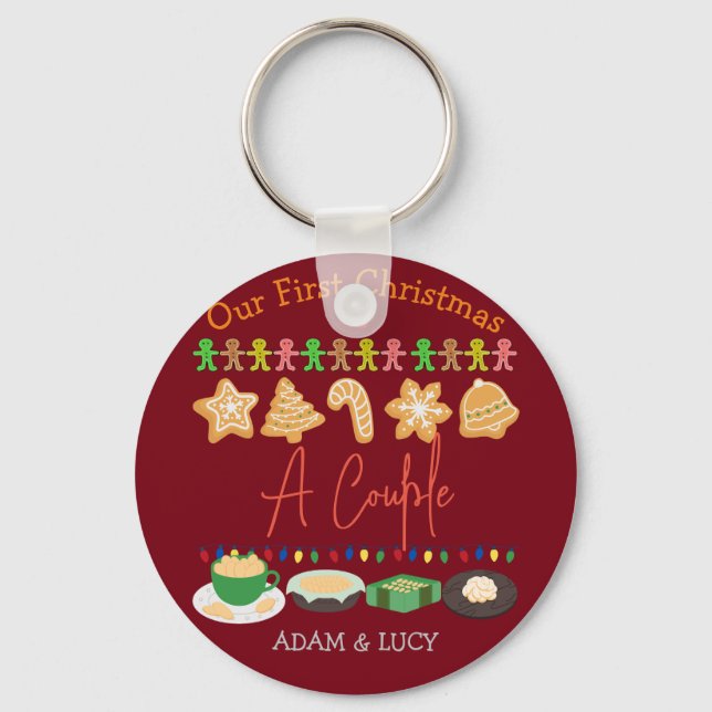 Our first Christmas Mr. and Mrs. /Couple newlywed Keychain (Front)