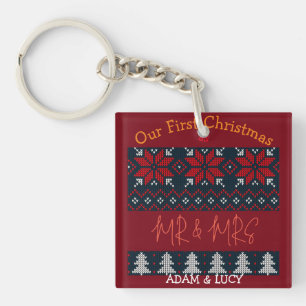 Our first Christmas Mr. and Mrs. /Couple newlywed  Keychain