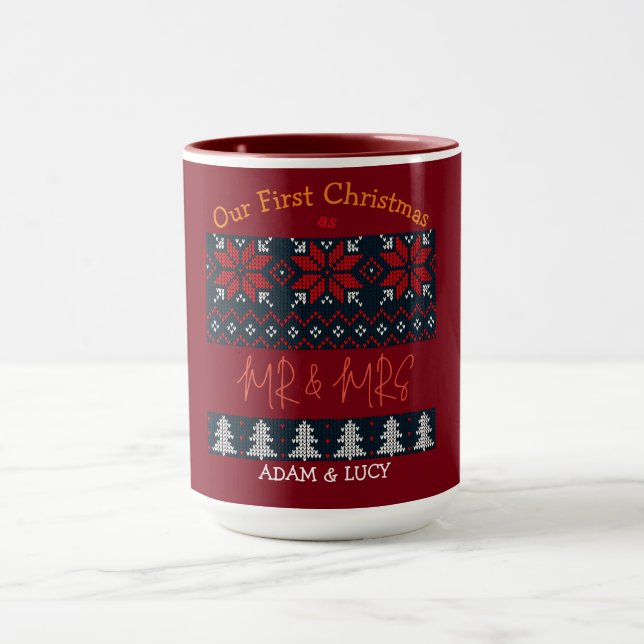 Our first Christmas Mr. and Mrs. /Couple newlywed  Mug (Center)