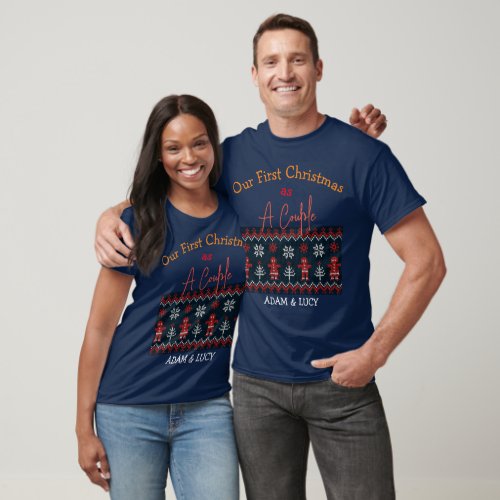 Our first Christmas Mr and Mrs Couple newlywed  T_Shirt