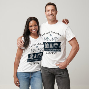 Our first Christmas Mr and Mrs Couple newlywed T-Shirt