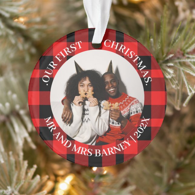 Our first Christmas Mr. and Mrs. newlywed elegant Ornament (Tree)