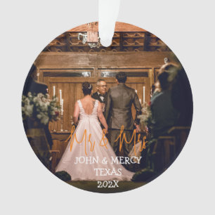 Our first Christmas Mr. and Mrs. newlywed elegant Ornament