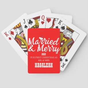 Our First Christmas Mr. and Mrs. Newlywed Merry Poker Cards