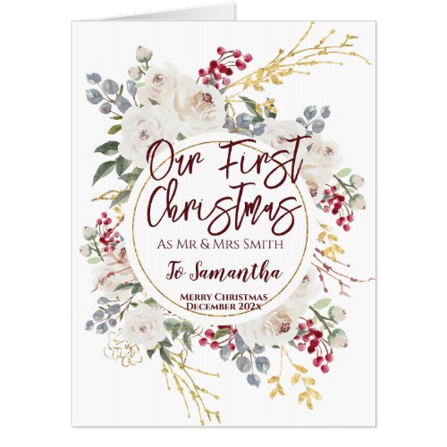 Our First Christmas Mr and Mrs Oversized Card