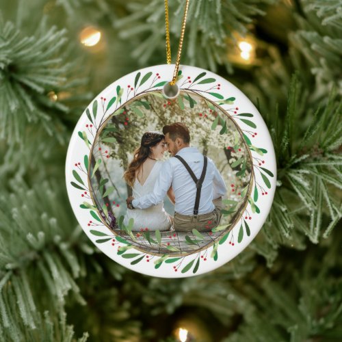 Our First Christmas Mr and Mrs Photo  Ceramic Ornament
