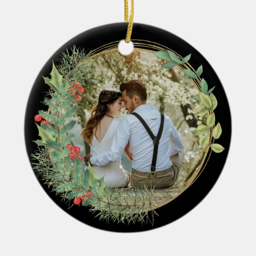 Our First Christmas Mr and Mrs Photo Ceramic Ornament