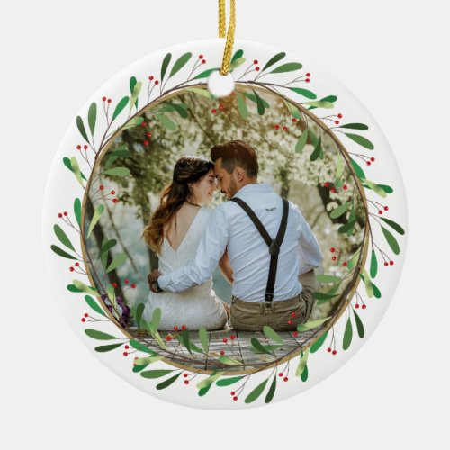 Our First Christmas Mr and Mrs Photo  Ceramic Ornament