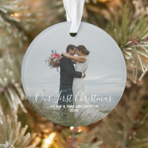 Our First ChristmasMr and Mrs White Photo Ornament