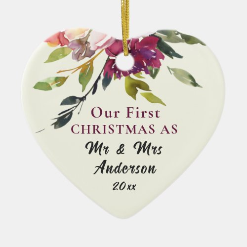 Our First Christmas Mr  Mrs Bible Verse Christmas Ceramic Ornament