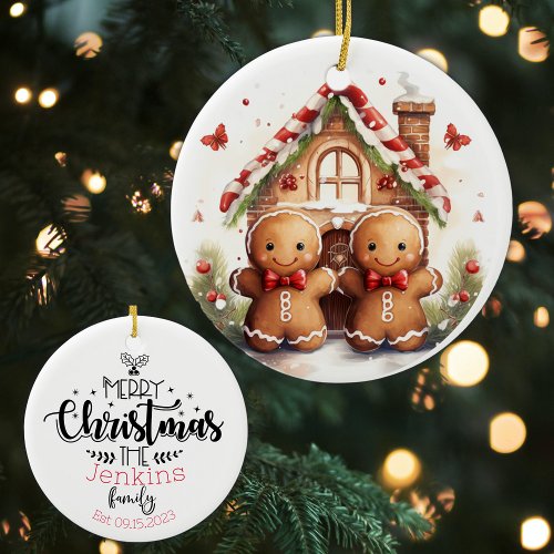 Our First Christmas Mr  Mrs Classic Ginger Bread Ceramic Ornament