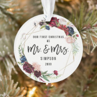 Our First Christmas Mr & Mrs | First Married Photo Ornament