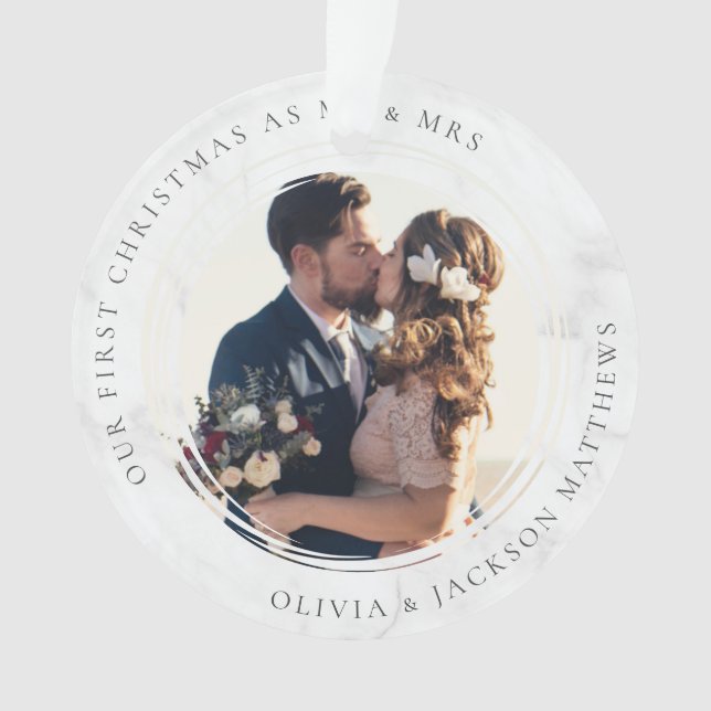 Our First Christmas Mr & Mrs Photo Ornament (Front)