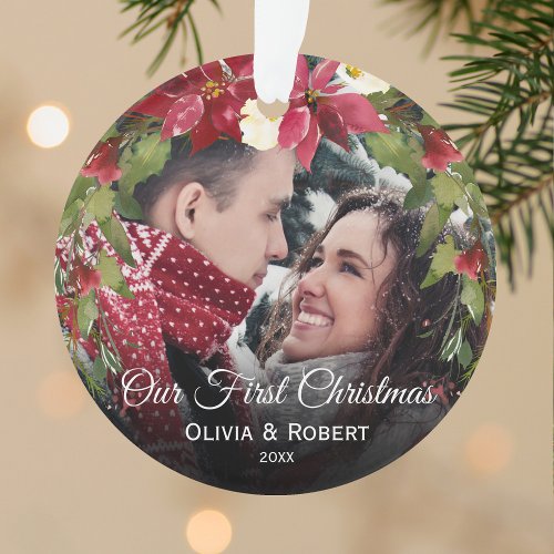 Our First Christmas  Mr  Mrs Photo Ornament