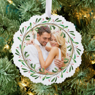 Our First Christmas Mr & Mrs Red Ornament Card