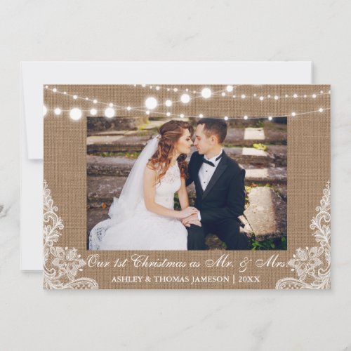 Our First Christmas Mr  Mrs Rustic Photo Card