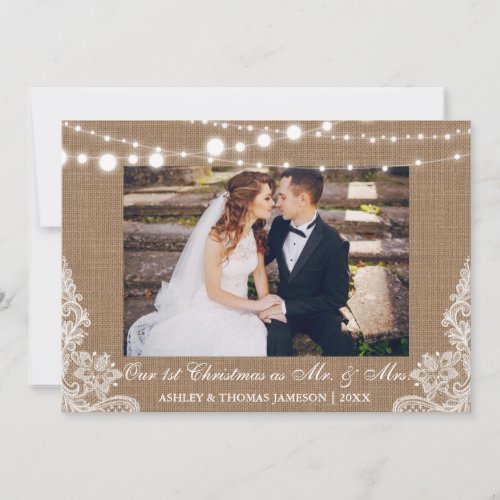 Our First Christmas Mr  Mrs Rustic Photo Card B