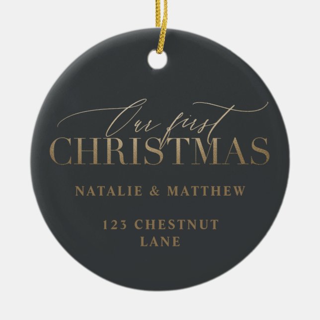our first christmas new home ceramic ornament (Front)