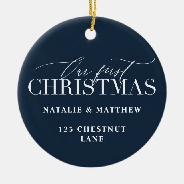 our first christmas new home ceramic ornament (Front)