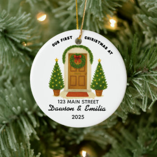 Our First Christmas New Home Custom Address Orname Ceramic Ornament
